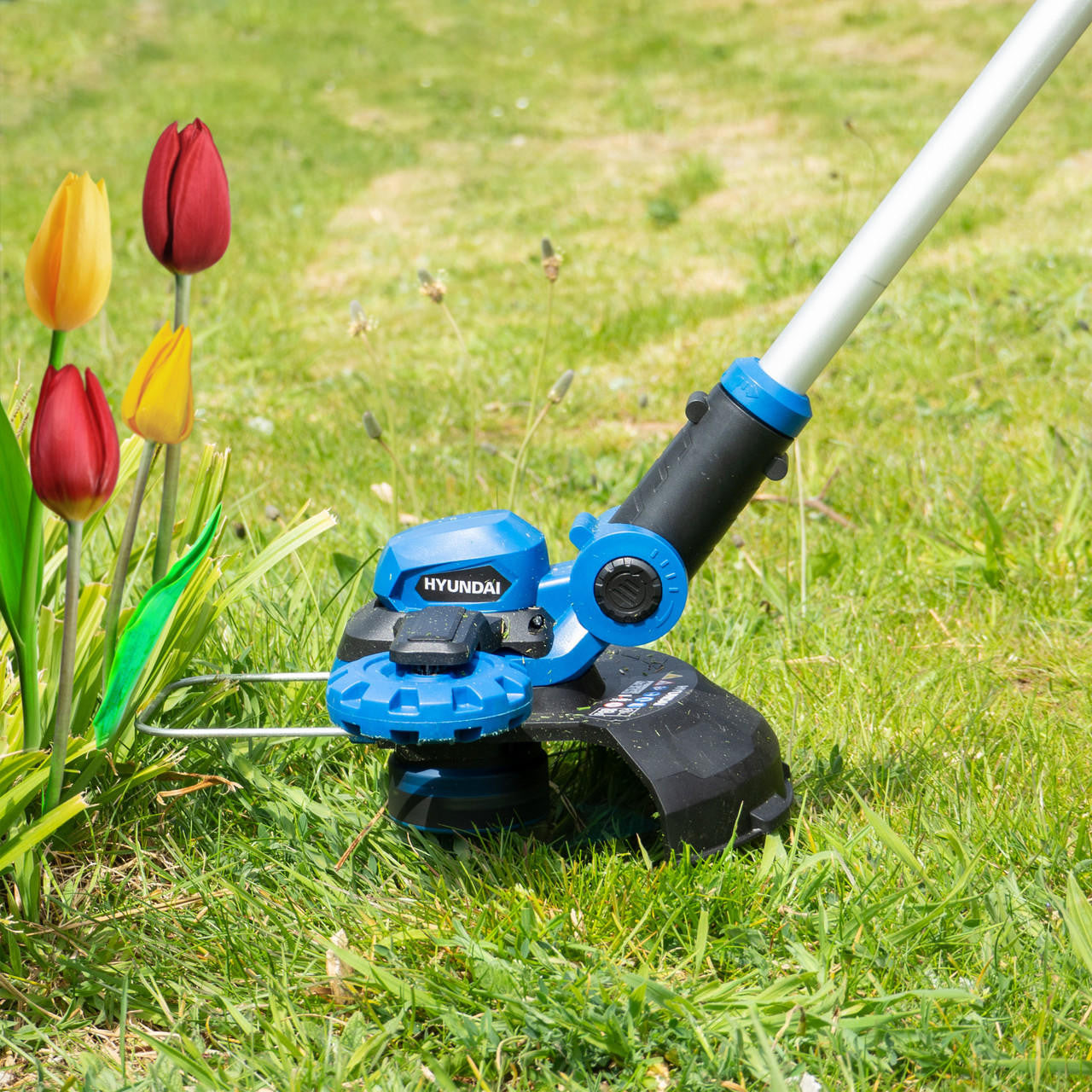 Hyundai 20V 2-in-1 Cordless Grass Trimmer and Lawn Edger 2Ah Battery, 25cm Cut | HY2187