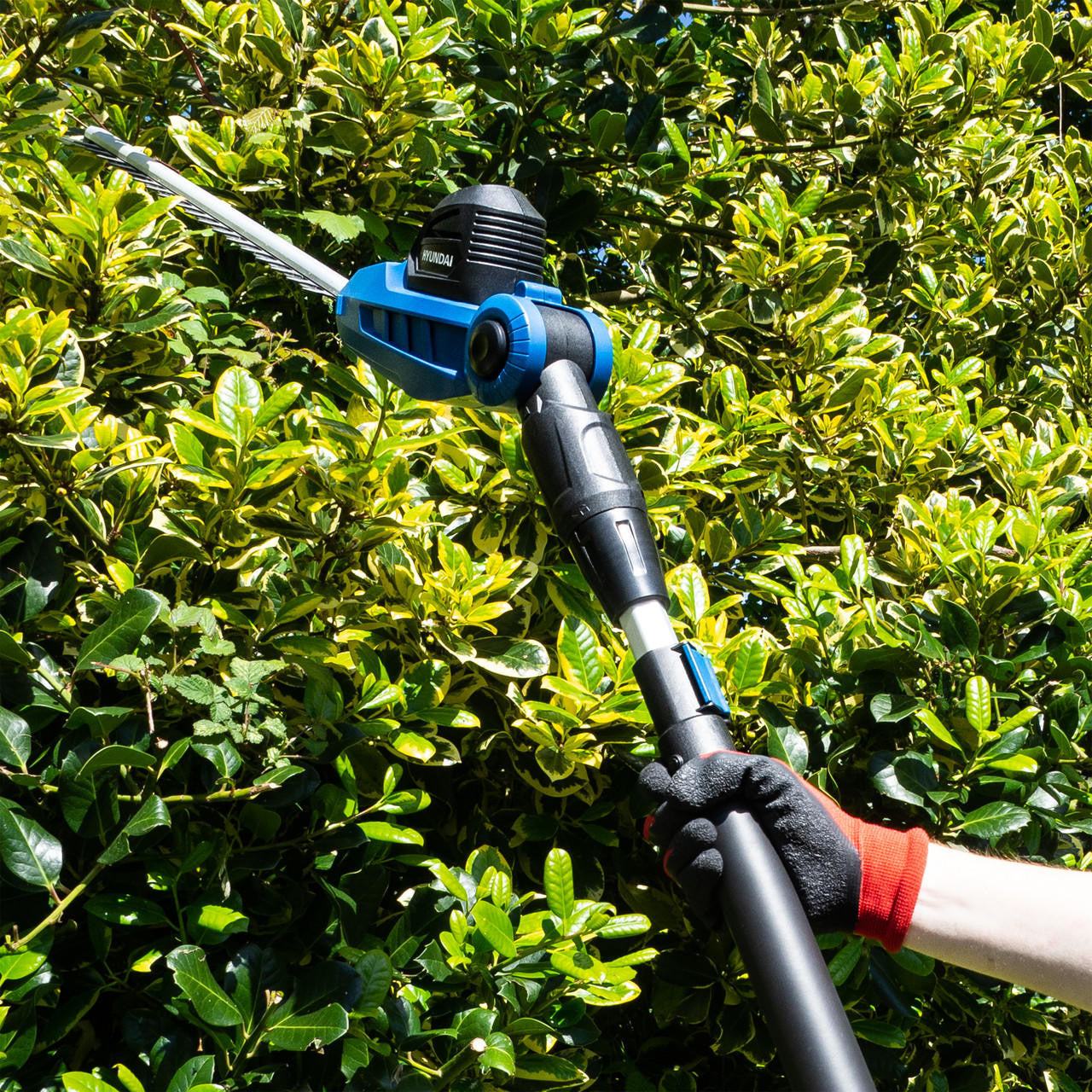 Hyundai 20V 410mm Cordless Long Reach Pole Hedge Trimmer 2Ah Li-Ion Battery | HY2191