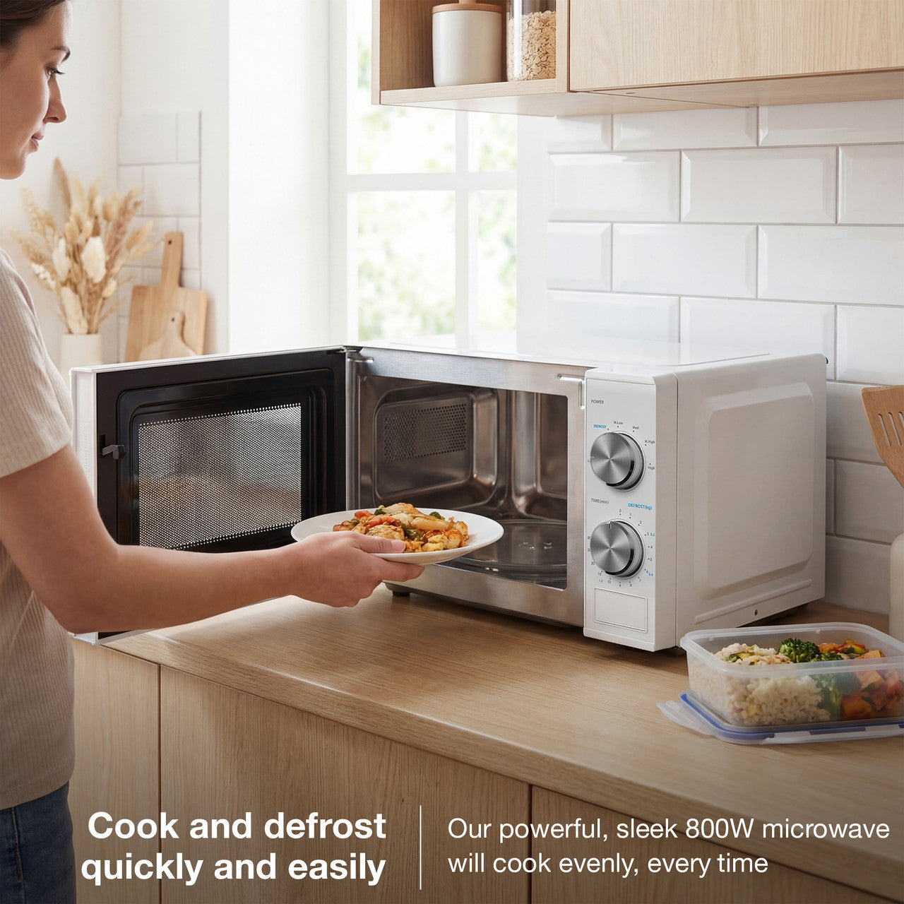 HYUNDAI 800W 20L Solo Microwave, Dial Control, Stainless Steel Interior | HYMW80020MW