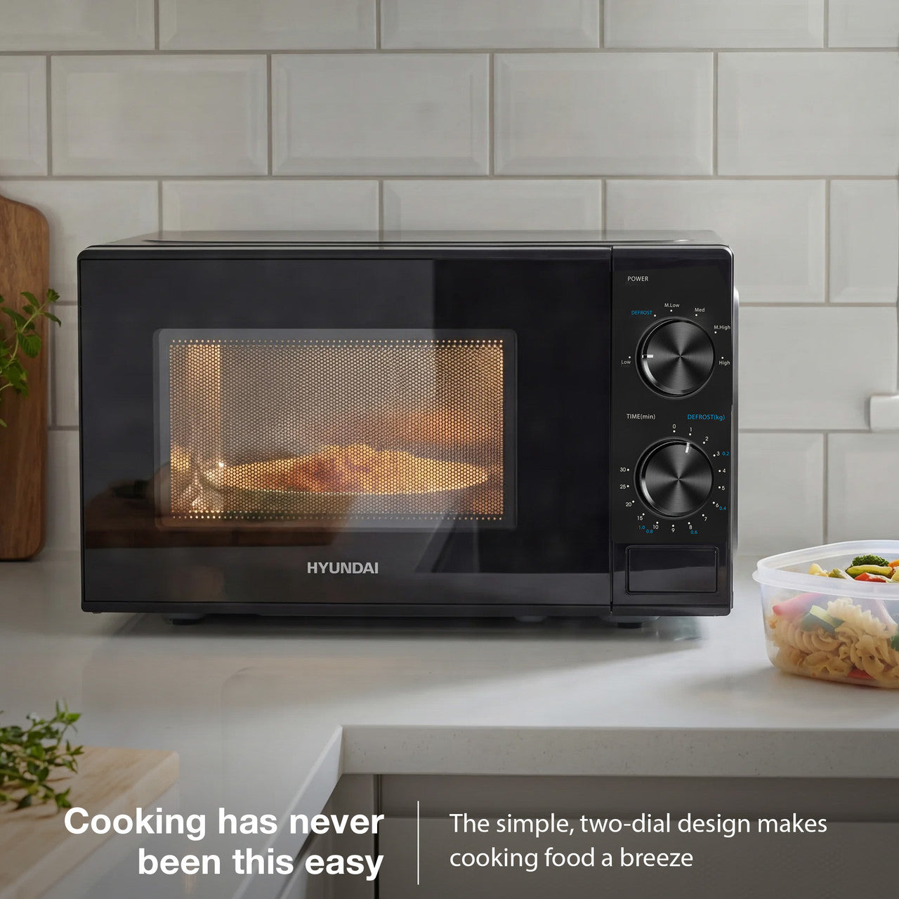 HYUNDAI 800W 20L Solo Microwave, Dial Control, Stainless Steel Interior | HYMW80020MB