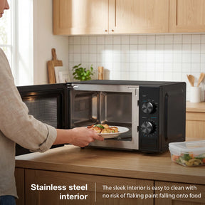 HYUNDAI 800W 20L Solo Microwave, Dial Control, Stainless Steel Interior | HYMW80020MB