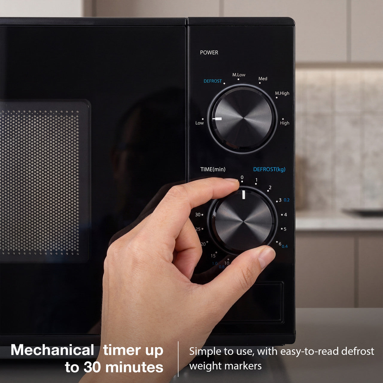 HYUNDAI 800W 20L Solo Microwave, Dial Control, Stainless Steel Interior | HYMW80020MB