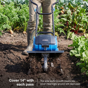 Hyundai 36cm / 14" 40V (20Vx2) Brushless Cordless Tiller, 4 Blades, 205mm Depth | HY40CT36