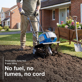 Hyundai 36cm / 14" 40V (20Vx2) Brushless Cordless Tiller, 4 Blades, 205mm Depth | HY40CT36