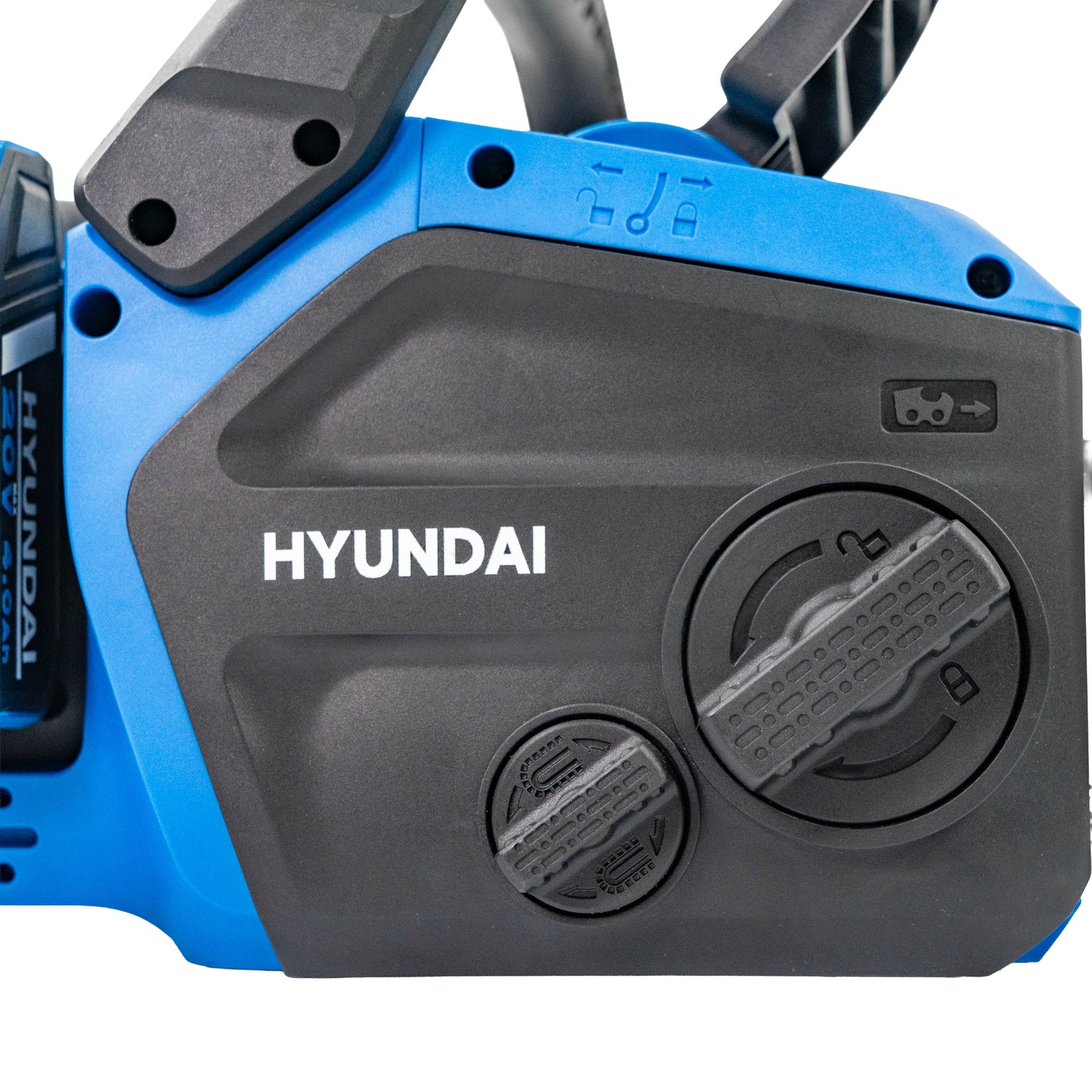 Hyundai 14" / 350mm 40V, (2x20V), 4Ah Brushless Cordless Chainsaw, Auto-Oiling, Anti-Kickback | HY40CCS350