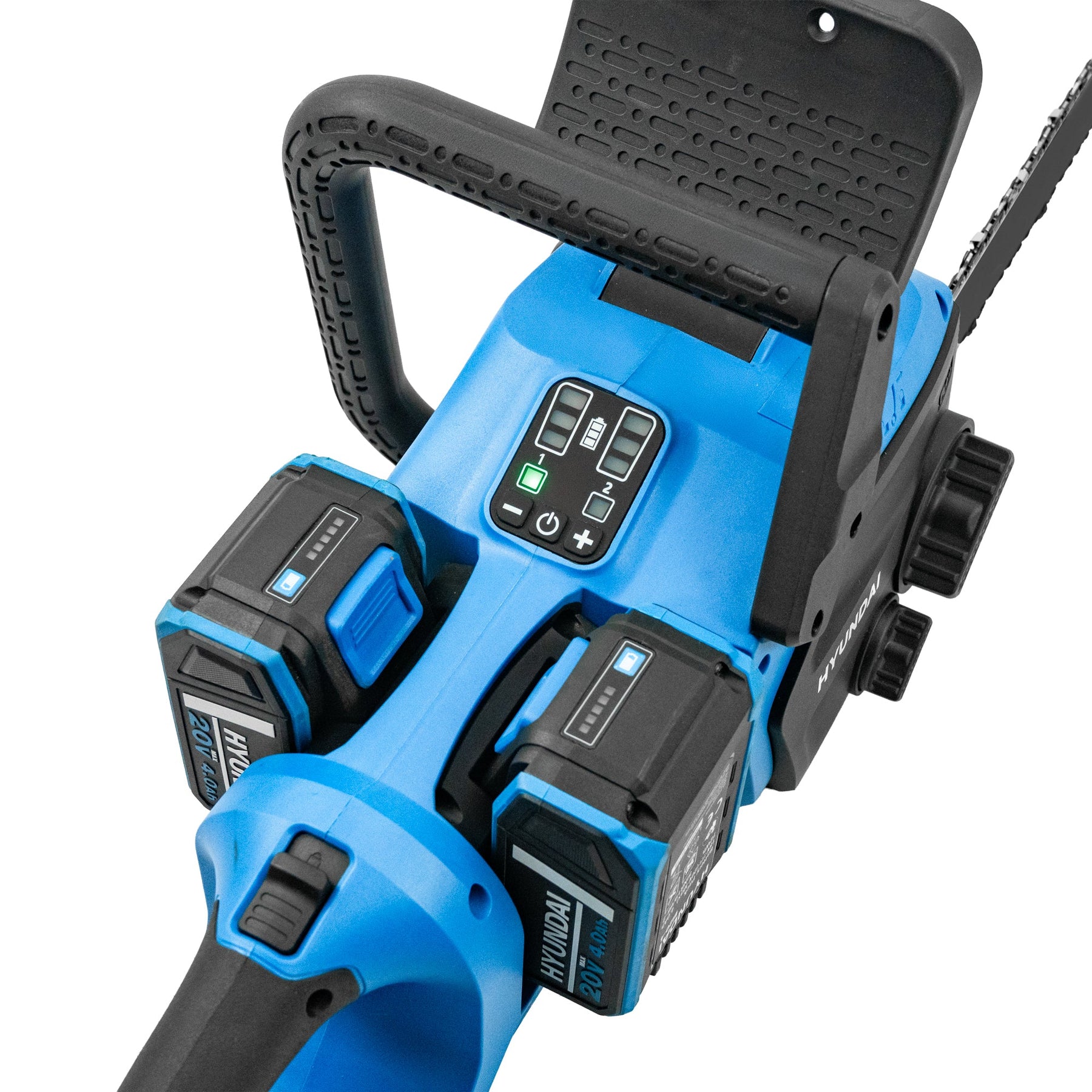 Hyundai 14" / 350mm 40V, (2x20V), 4Ah Brushless Cordless Chainsaw, Auto-Oiling, Anti-Kickback | HY40CCS350
