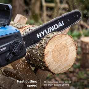 Hyundai 14" / 350mm 40V, (2x20V), 4Ah Brushless Cordless Chainsaw, Auto-Oiling, Anti-Kickback | HY40CCS350