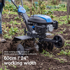 Hyundai 60cm / 24" Petrol Tiller, Electric Start, 173cc, 4 Blade Sets | HYT175EX