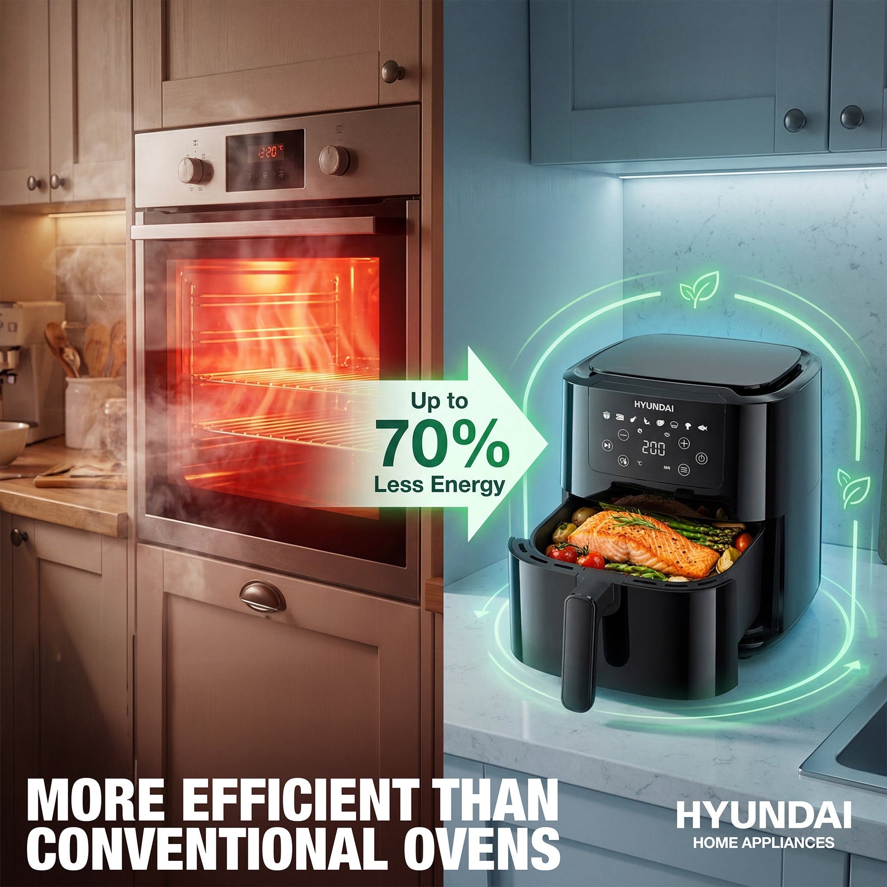 HYUNDAI 5L Digital Air Fryer, 8 Preset Programmes, 1500W | HYAF5001DB