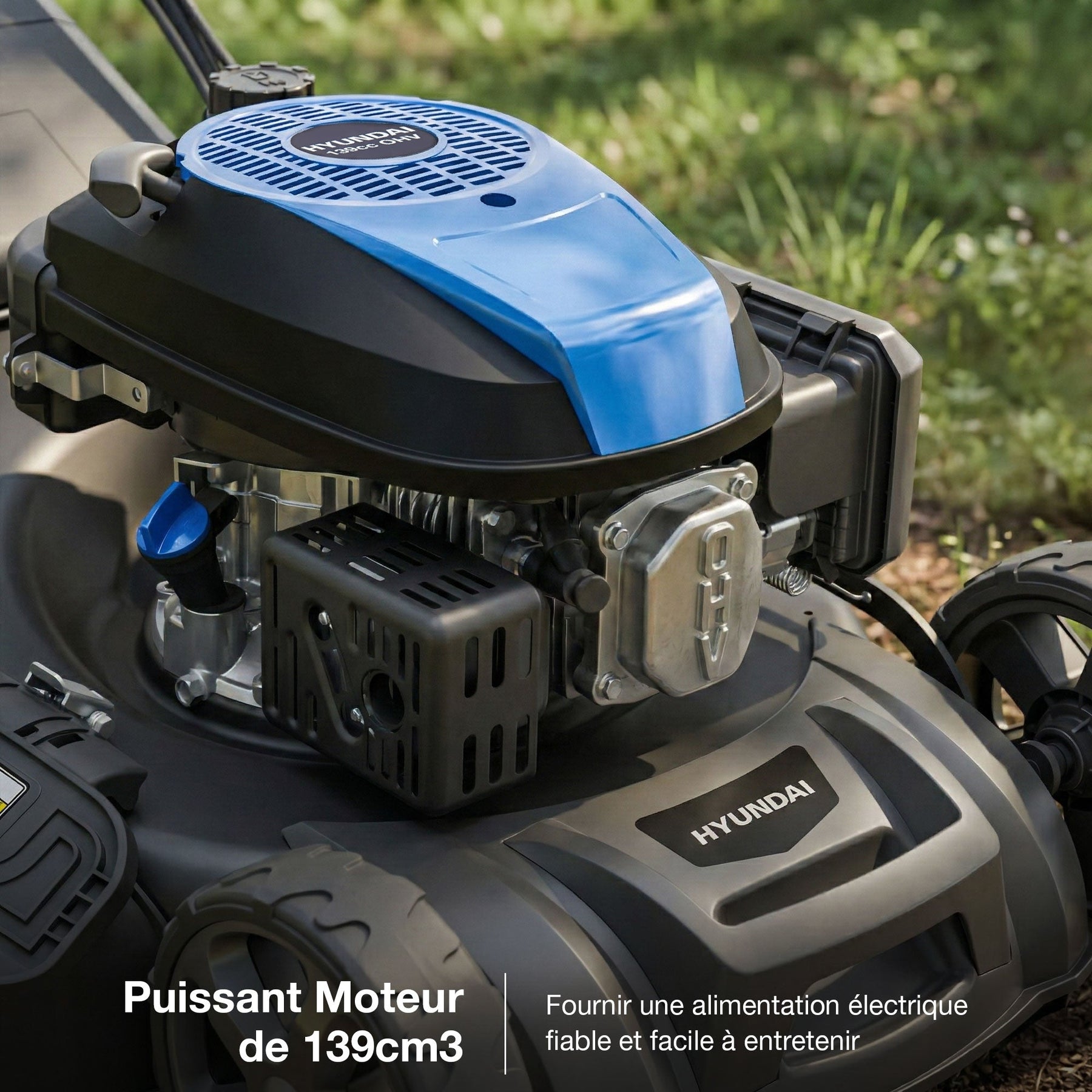 Hyundai Tondeuse à Gazon Autotractée à Essence 46cm, Démarrage Électrique, 139cc | HYM18150SPEX-EU