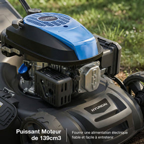 Hyundai Tondeuse à Gazon Autotractée à Essence 46cm, Démarrage Électrique, 139cc | HYM18150SPEX-EU