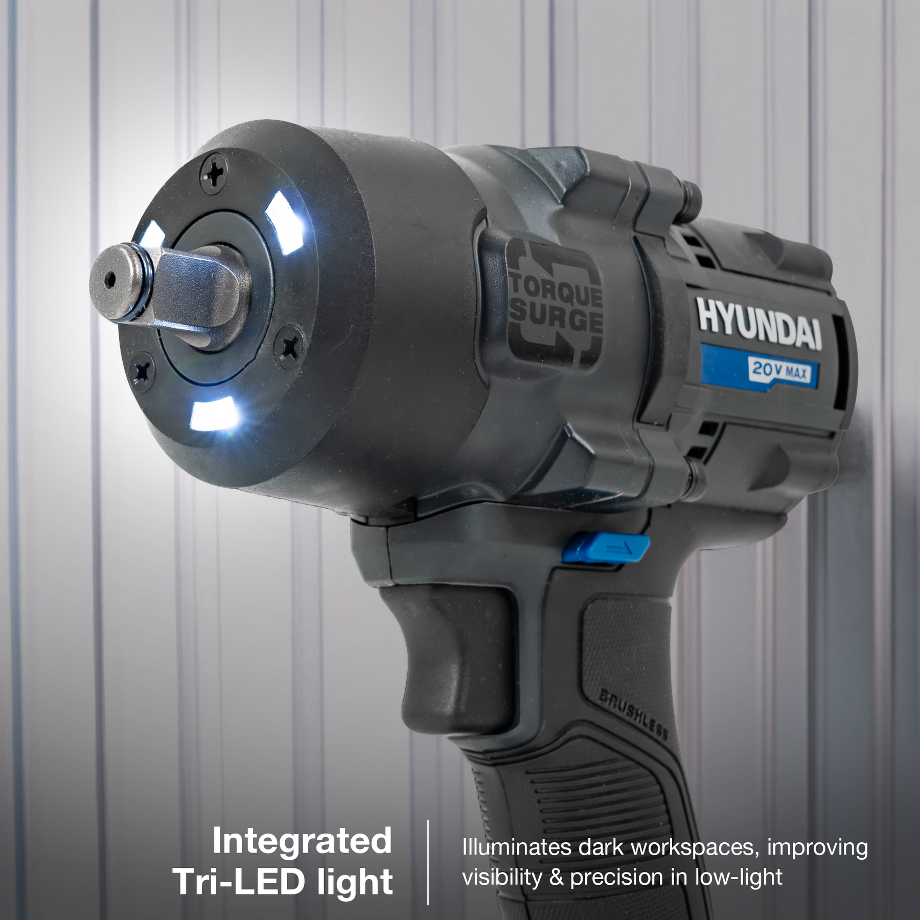 Hyundai 20V Cordless ½’’ Impact Wrench, 700Nm High-Torque with Friction Ring, 20V 4AH Battery & Charger | IW20X-700+BI20-4+C20-2