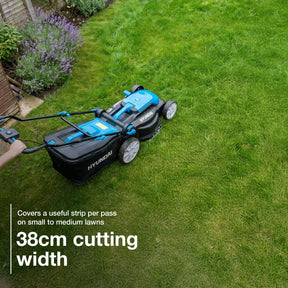 Hyundai 38cm / 15" 40V (2x20V) Brushless Cordless Lawnmower, 36L Bag | HY40CLM38