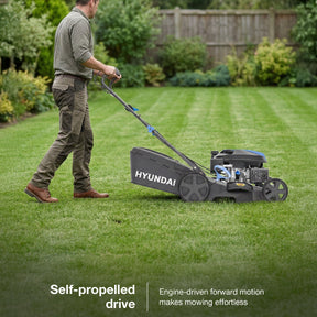 Hyundai 17" / 43cm Self-Propelled Petrol Lawnmower, 139cc, Mulching | HYM17150SPX