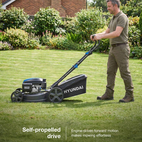 Hyundai 18" / 46cm Self-Propelled Petrol Lawnmower, 139cc, 4-in-1, Mulching | HYM18150SPX