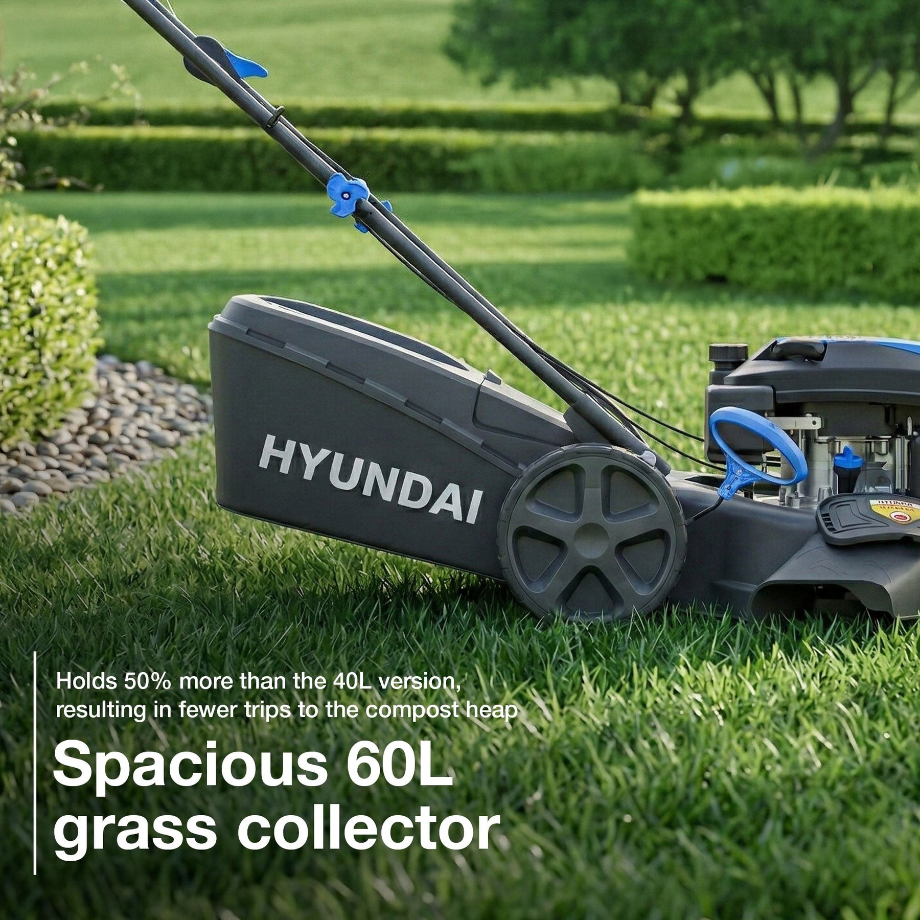 Hyundai 18" / 46cm Self-Propelled Petrol Lawnmower, 139cc, 4-in-1, Mulching | HYM18150SPX