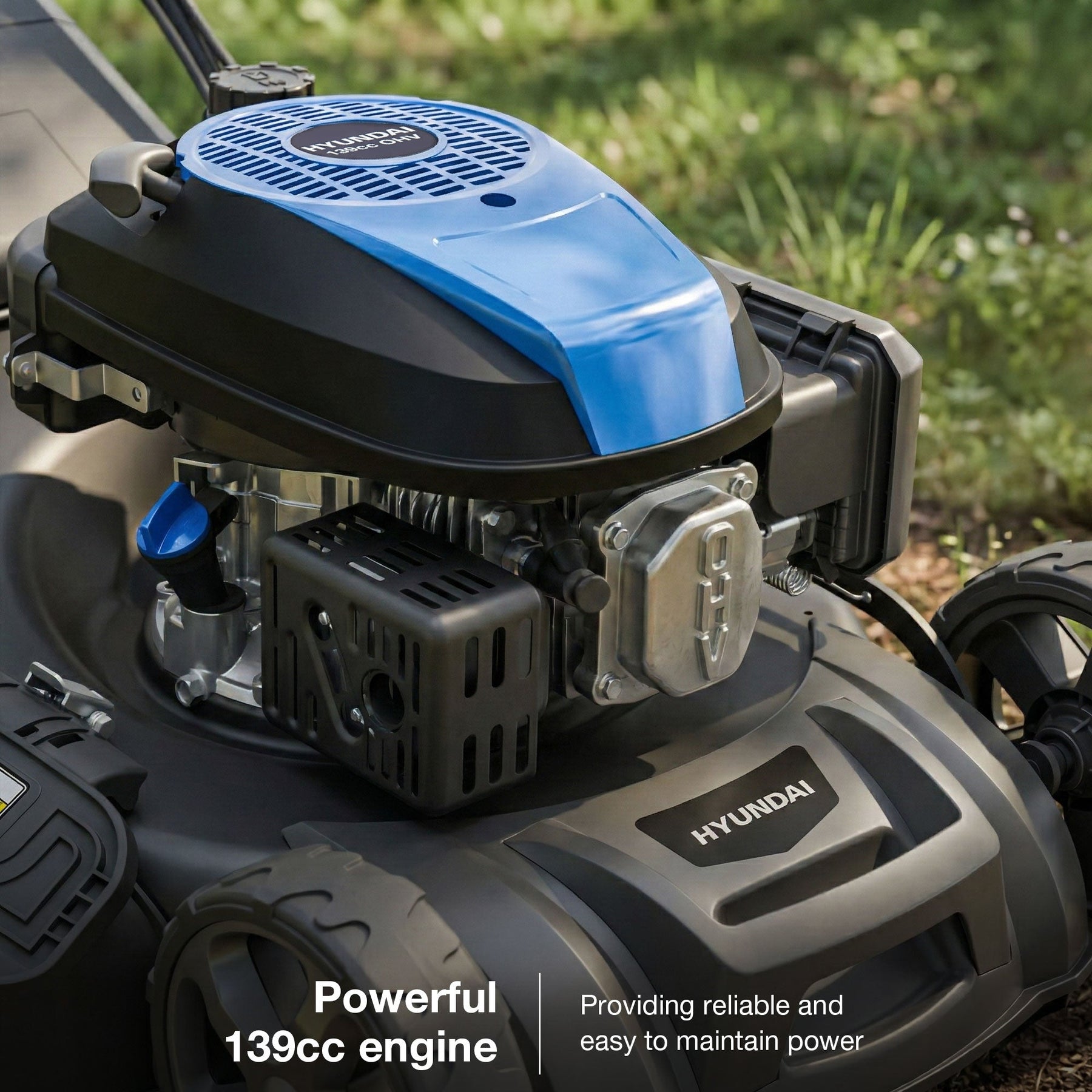 Hyundai 18" / 46cm Self-Propelled Petrol Lawnmower, 139cc, 4-in-1, Mulching | HYM18150SPX