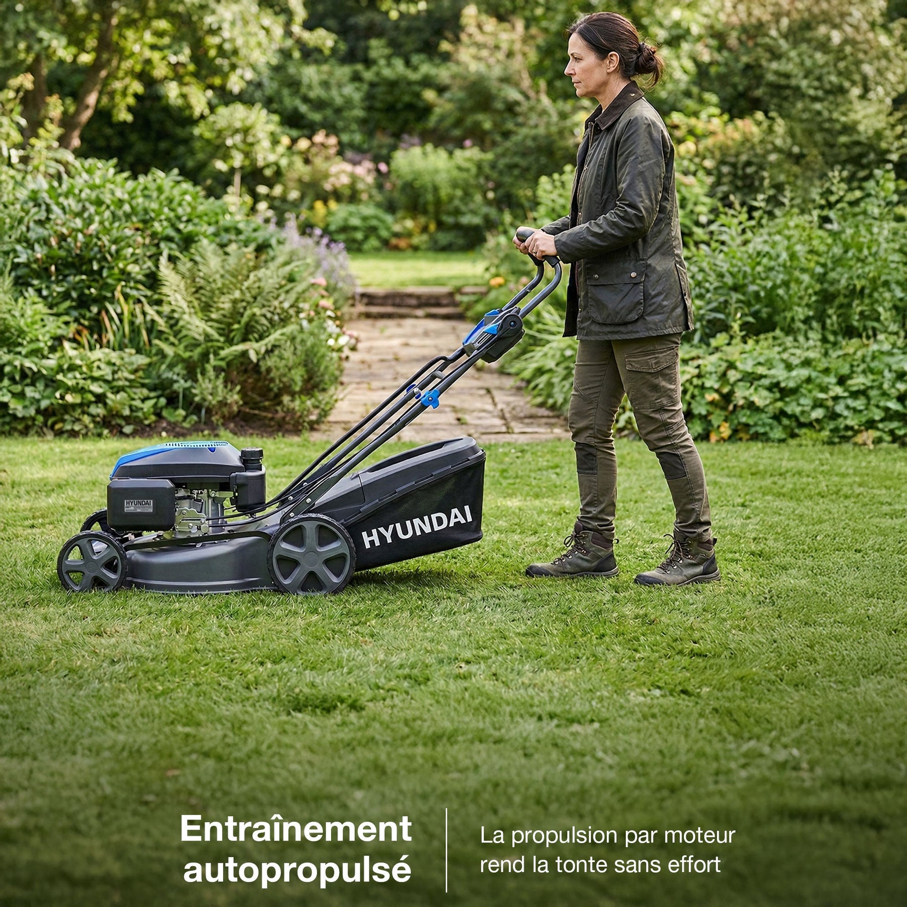 Tondeuse thermique autotractée Hyundai 43cm, Démarrage électrique, 139cc | HYM17150SPEX-EU