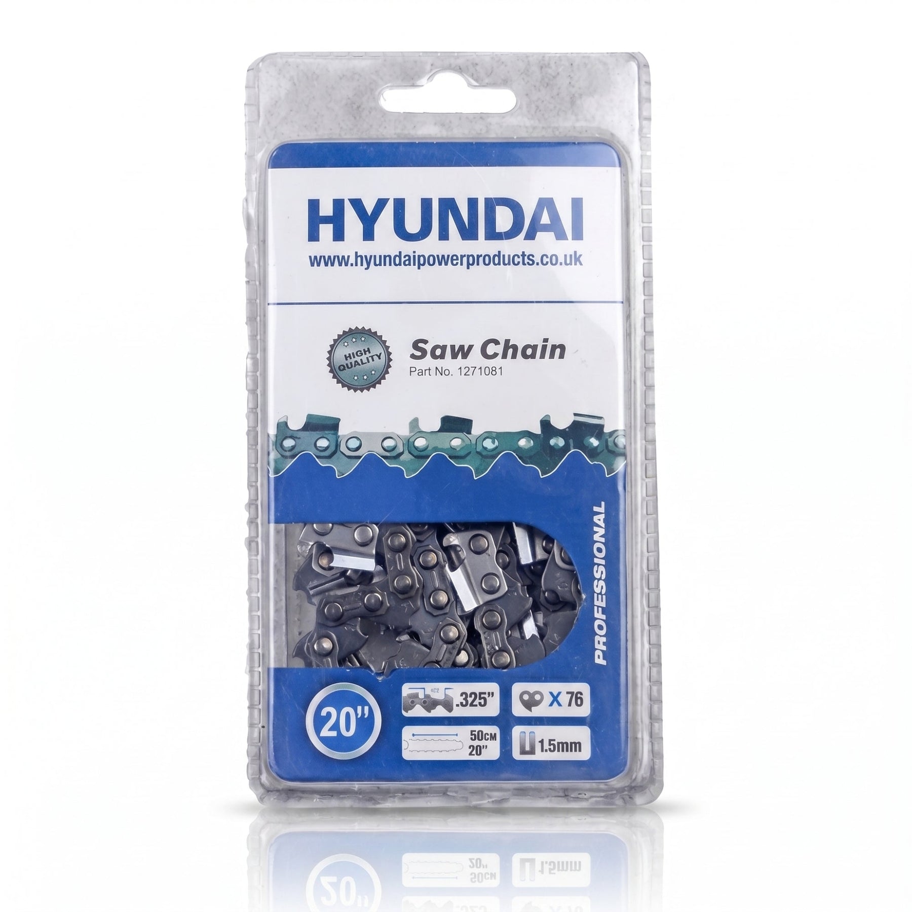 Hyundai 20" 50cm 62cc Petrol Chainsaw, 2-Stroke Easy-Start