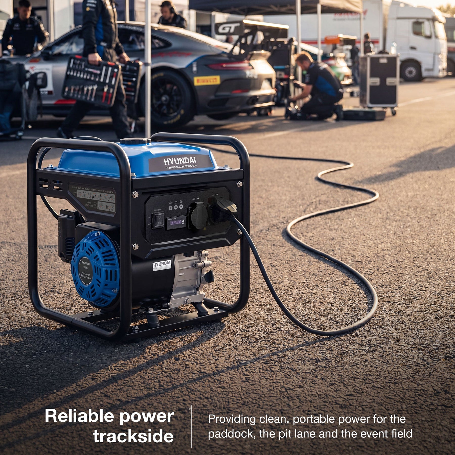 Hyundai 3.3kW / 3300W Inverter Open Framed Generator, Recoil Start, Pure Sine Wave | HY3750i