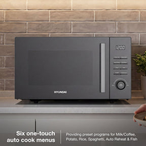 Hyundai 900W 23L Black Digital Microwave, Mirror-Effect Glass Door, Stainless Steel Interior | HYMW90023DB