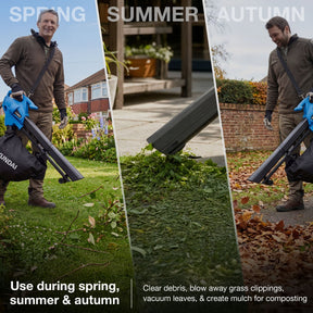 Hyundai 3000W Electric Leaf Blower & Vacuum, 3-in-1, 34L Collection Bag | HYBV3000E3