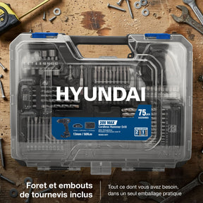 Hyundai 20V 50Nm Cordless Hammer Drill, 2-Speed, 13 mm Chuck LED Light | HD20S-50