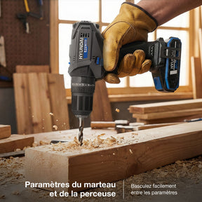 Hyundai 20V 50Nm Cordless Hammer Drill, 2-Speed, 13 mm Chuck LED Light | HD20S-50