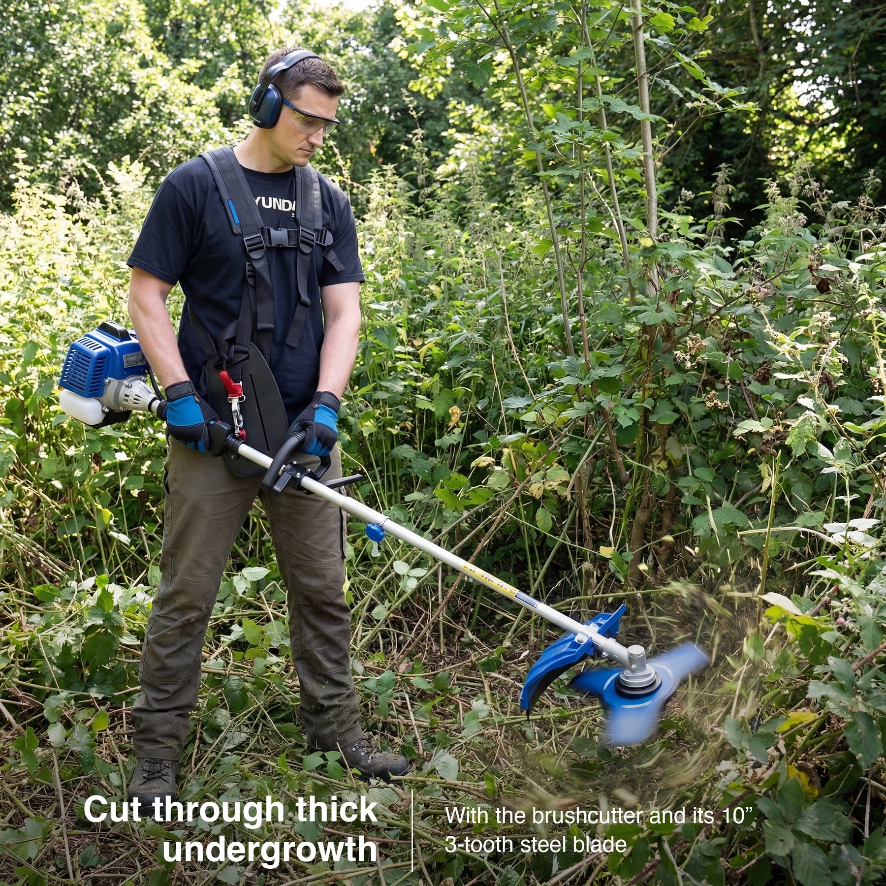Hyundai 56cc Petrol Garden Multi Tool, 5-in-1 — Grass Trimmer, Brushcutter, Long Reach Hedge Trimmer & Pole Saw | HYMT5600X
