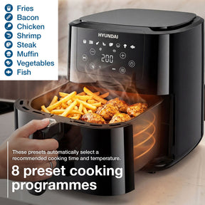 HYUNDAI 5L Digital Air Fryer, 8 Preset Programmes, 1500W | HYAF5001DB