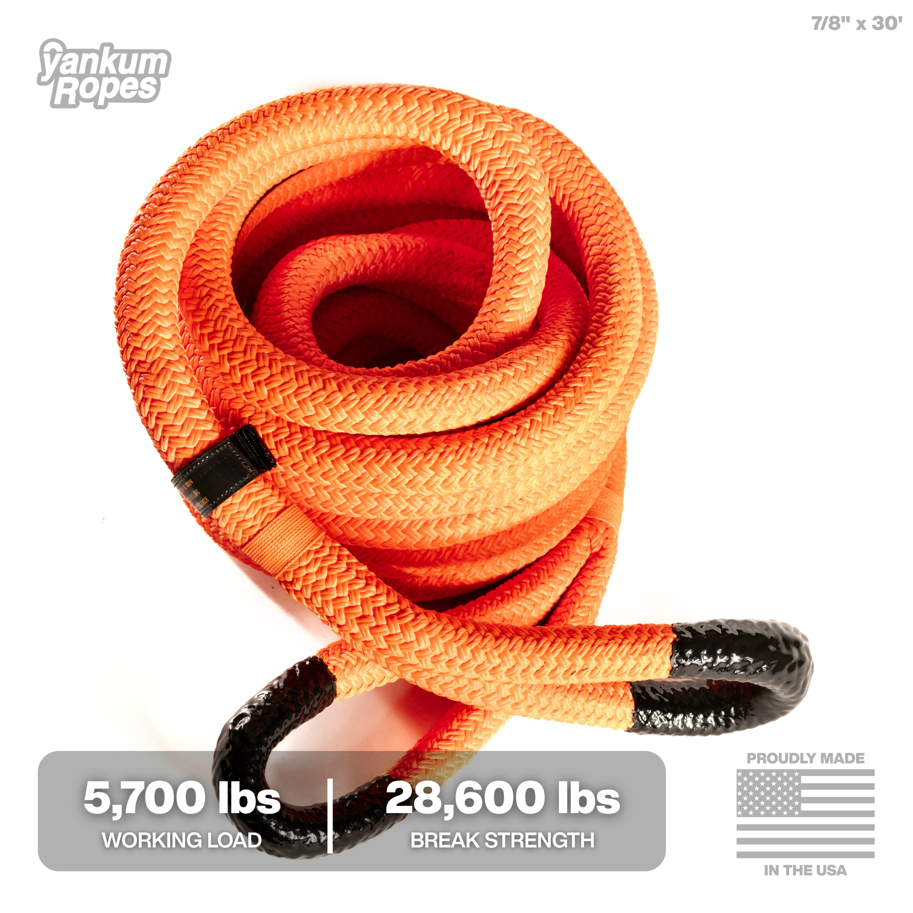 7/8"x 30' Orange Kinetic Recovery Rope