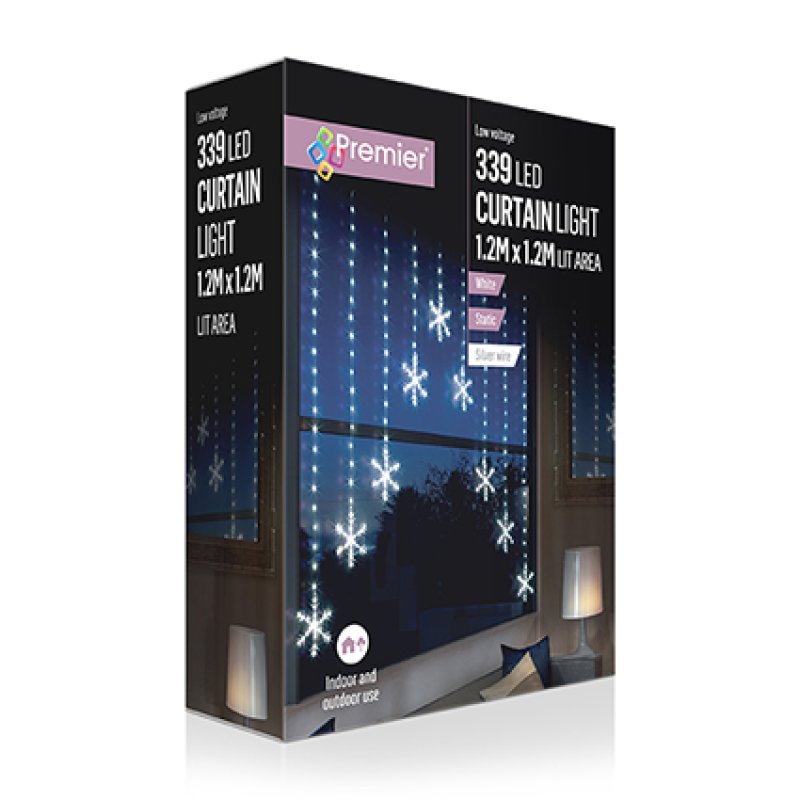 Premier 1.2x1.2m Pin Wire Snowflake V Lights - White