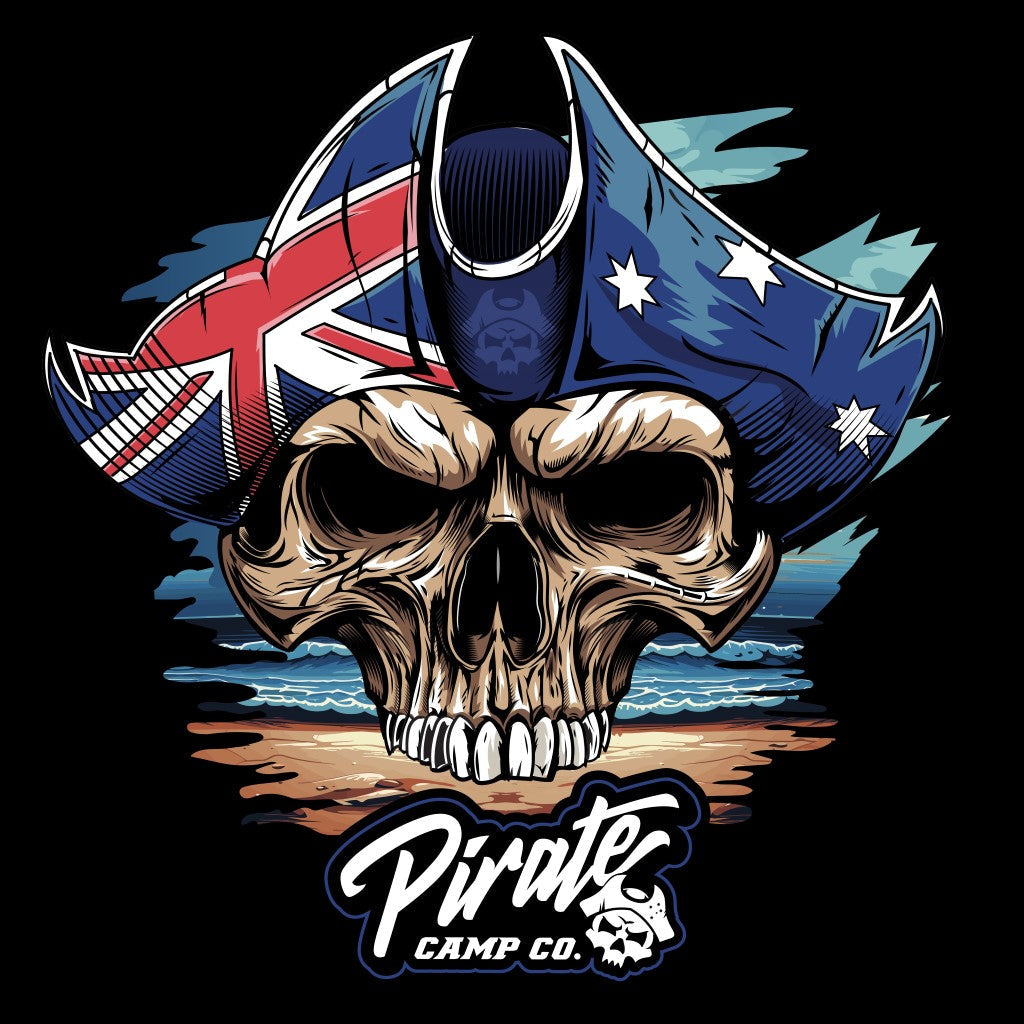 Unisex Sleeveless Tank - Black Aussie Pirate Skull