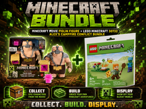 Minecraft Battle Mode Great Hog Action Figure + LEGO Minecraft Alex’s Campfire Conflict 30732 Bundle