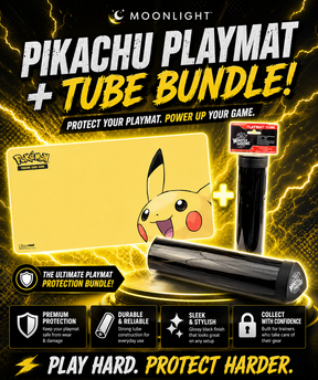 Ultra Pro Pokémon Pikachu Playmat + Monster Protectors Prism Opaque Black Playmat Tube Bundle