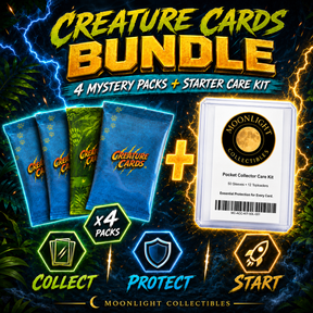 Creature Cards Series 1 Mystery Pack Bundle – 4 Packs + Collector Starter Care Kit