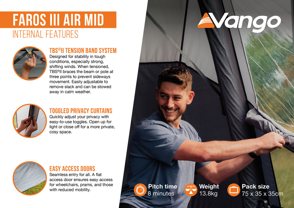 Vango Faros III Air Mid Drive Away Awning 215 to 255cm
