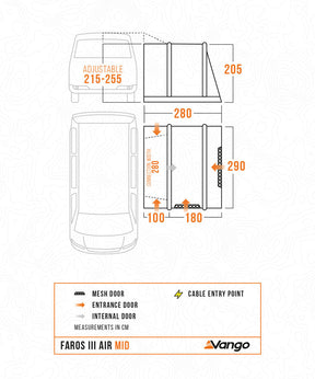 Vango Faros III Air Mid Drive Away Awning 215 to 255cm