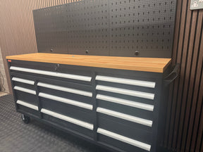 Rock RT-066 Steel 72" Wooden benchtop tool chest with backboard