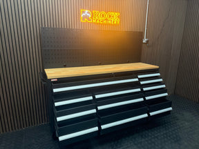 Rock RT-066 Steel 72" Wooden benchtop tool chest with backboard