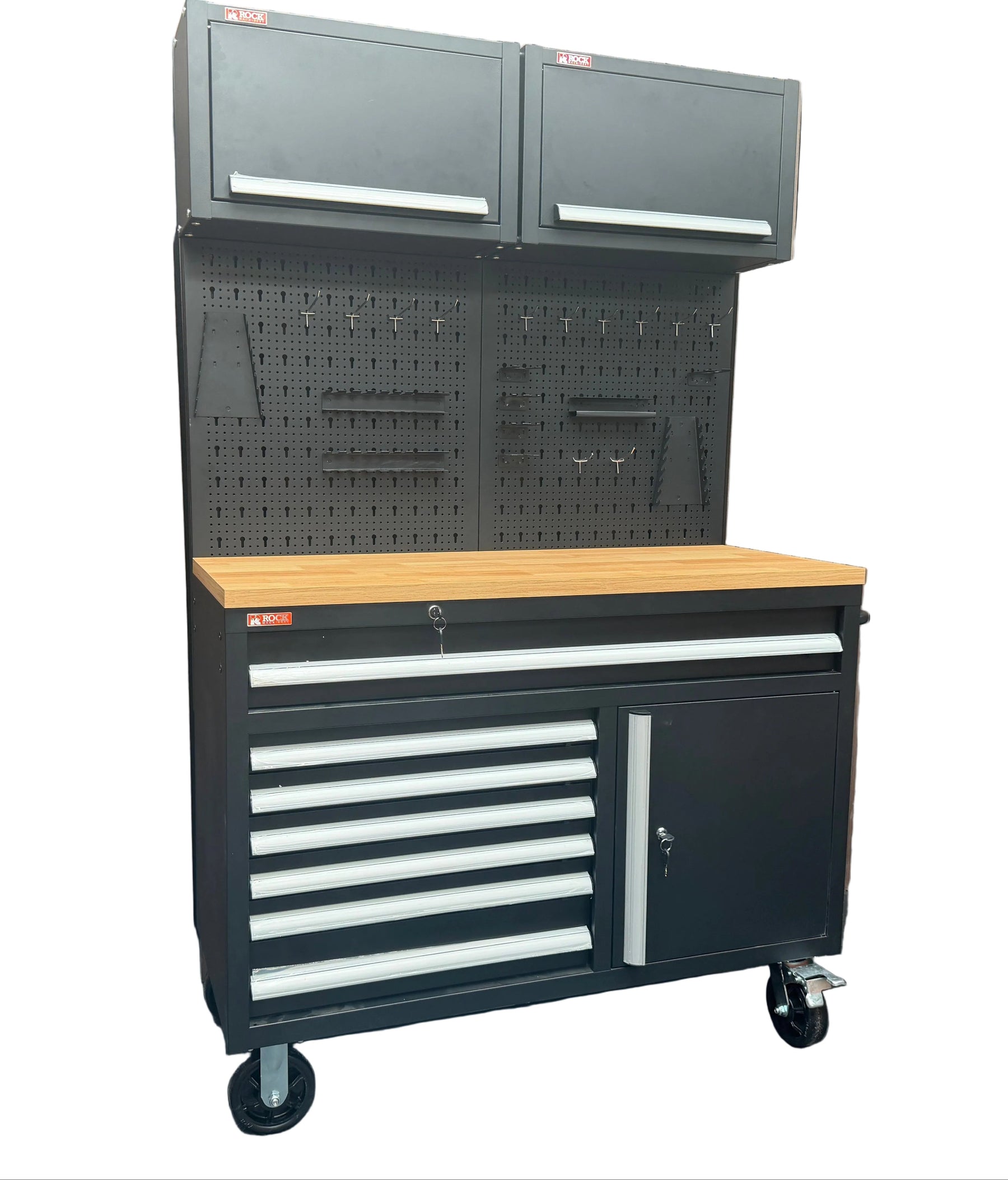 Rock RT-063 47" Steel wooden toped tool chest with draws and cabinets