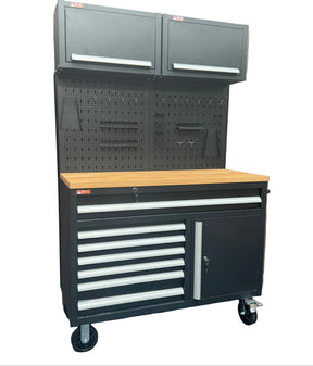 Rock RT-063 47" Steel wooden toped tool chest with draws and cabinets