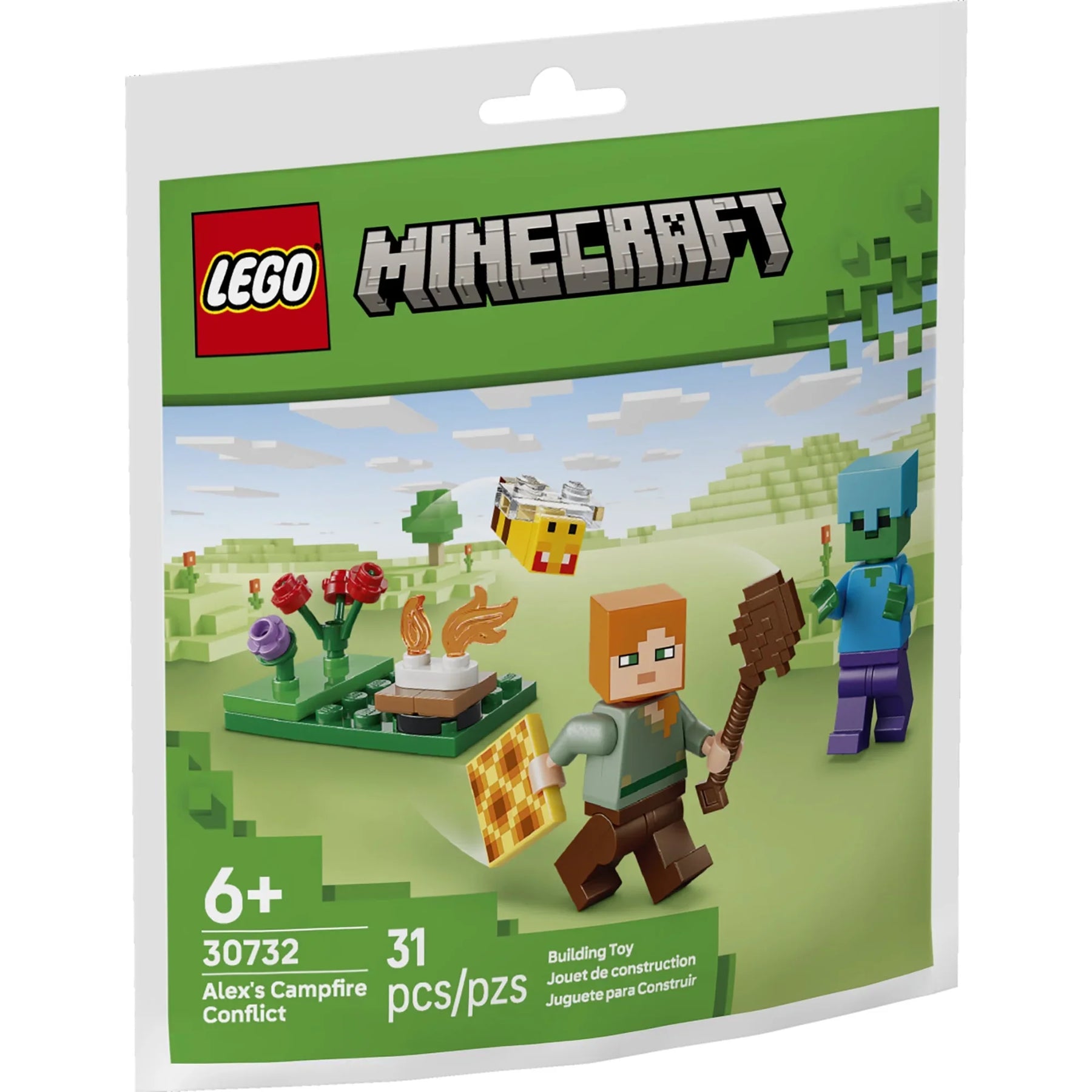 Minecraft Battle Mode Great Hog Action Figure + LEGO Minecraft Alex’s Campfire Conflict 30732 Bundle