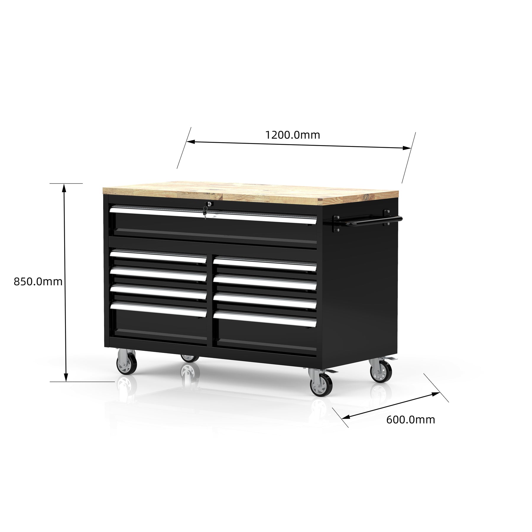 Rock RT-043 Steel 47" Tool chest with wooden top and drawers