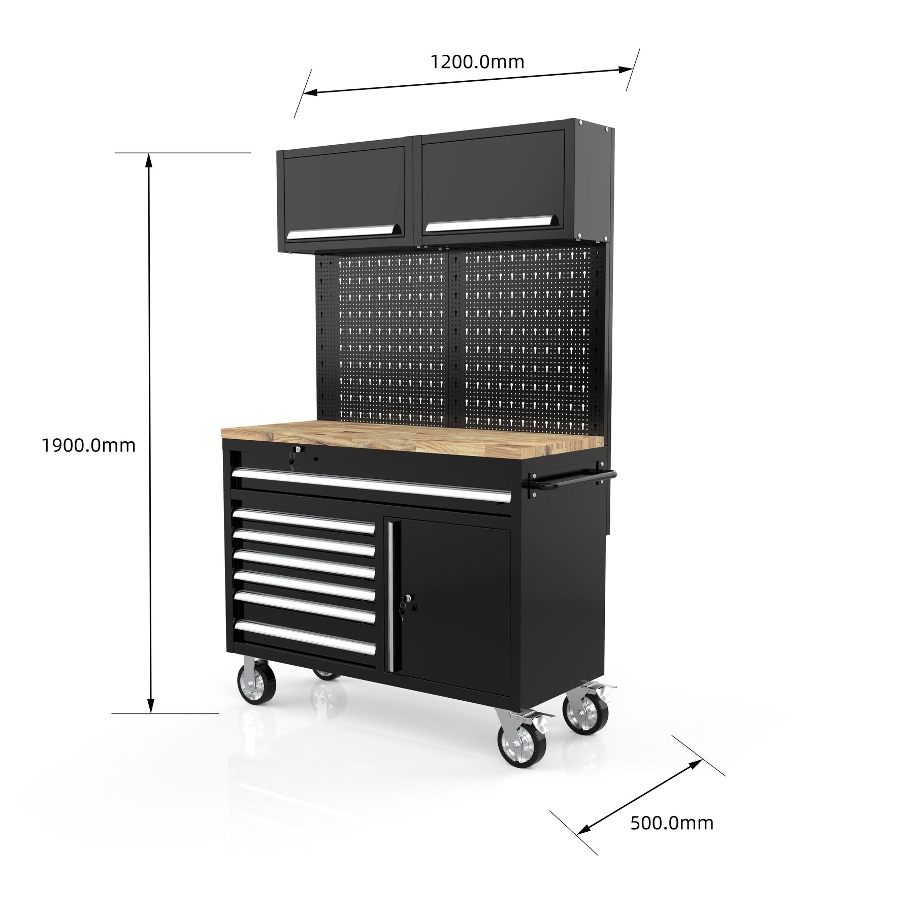 Rock RT-063 47" Steel wooden toped tool chest with draws and cabinets