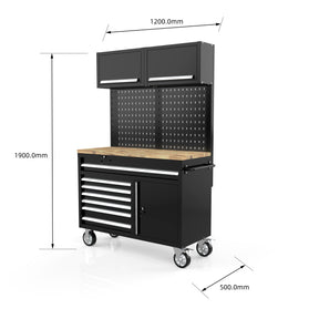 Rock RT-063 47" Steel wooden toped tool chest with draws and cabinets