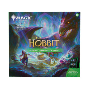 Magic: The Gathering The Hobbit Treasures of Smaug Scene Box (HOB) | 3 Play Boosters, 6 Foil Borderless Scene Cards, 6 Art Cards & Display Easel | Middle-earth Collectible Card Set (PREORDER - Release Date August 14, 2026)