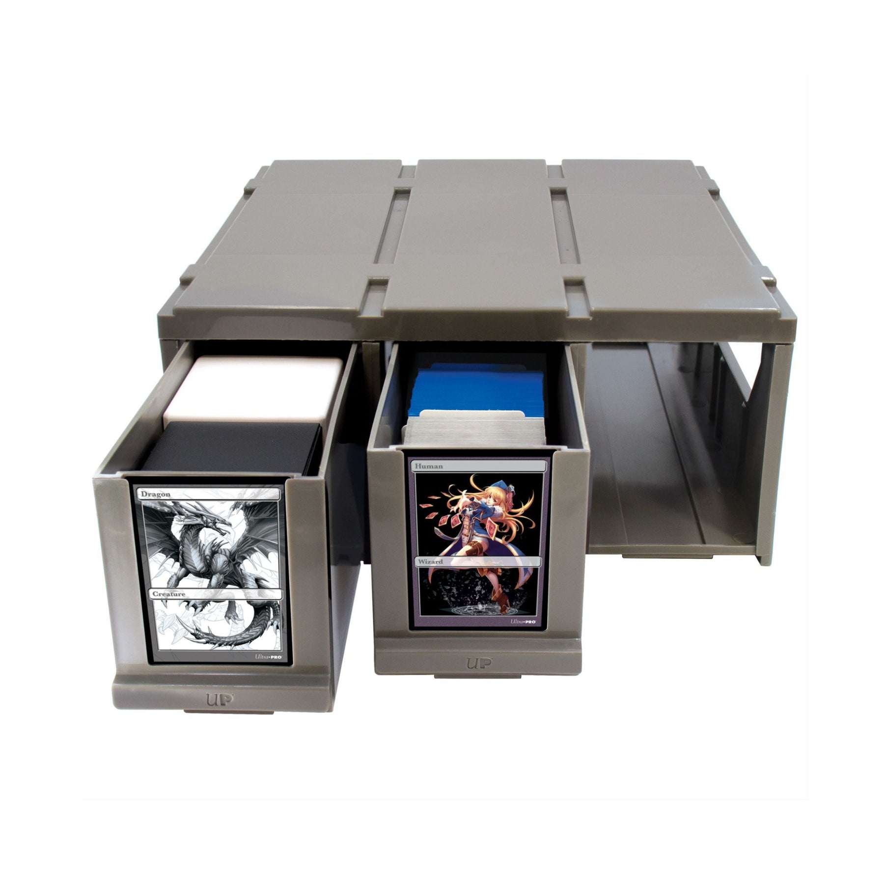 Ultra PRO PRO-Storage 3-Drawer Organizer for Trading Cards | Acid-Free, Non-PVC Card Storage Box with 9 Dividers | Holds Sleeved Cards, Toploaders & ONE-TOUCH Cases | Stackable Storage Solution (PRE-ORDER)