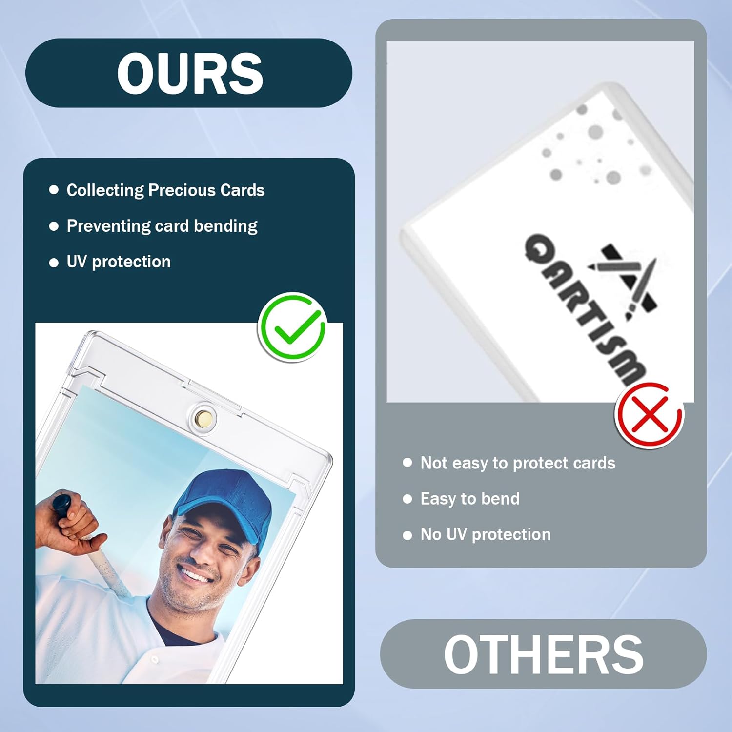 35pt Magnetic Card Holder One Touch UV Protection Display Case for Standard Trading Cards