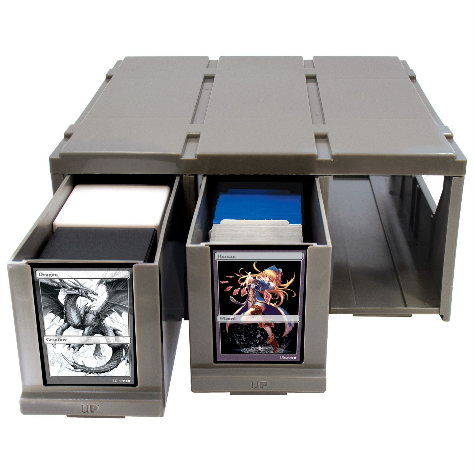 Ultra PRO PRO-Storage 3-Drawer Organizer for Trading Cards | Acid-Free, Non-PVC Card Storage Box with 9 Dividers | Holds Sleeved Cards, Toploaders & ONE-TOUCH Cases | Stackable Storage Solution (PRE-ORDER)